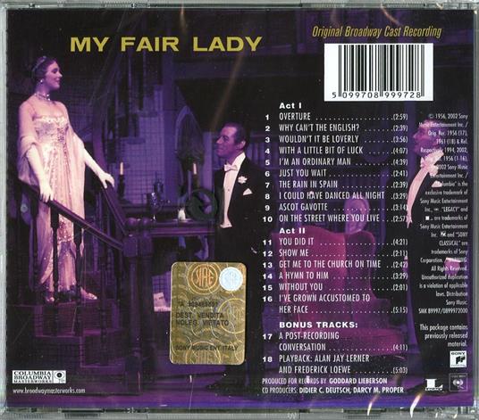 My Fair Lady (Colonna sonora) (Original Broadway Cast Recording) - CD Audio - 2