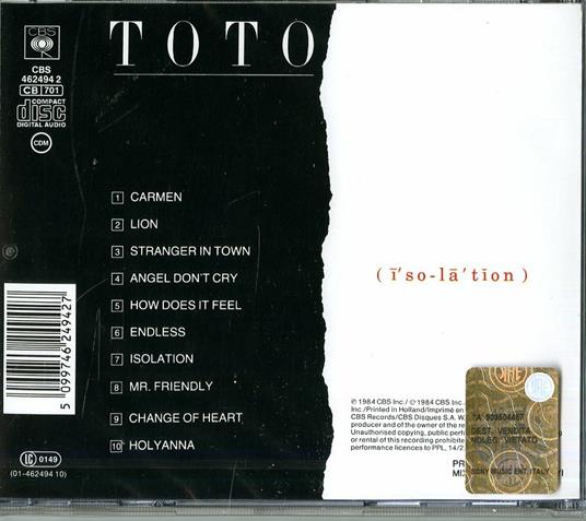 Isolation - CD Audio di Toto - 2