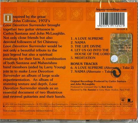 Love Devotion Surrender (Remastered) - CD Audio di John McLaughlin,Santana - 2