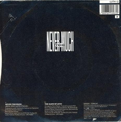 Never Too Much (Remix '89) - Vinile 7'' di Luther Vandross - 2