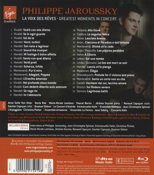 Philippe Jaroussky. La voix des rêves. Greatest moments in concert (Blu-ray) - Blu-ray di Philippe Jaroussky - 2