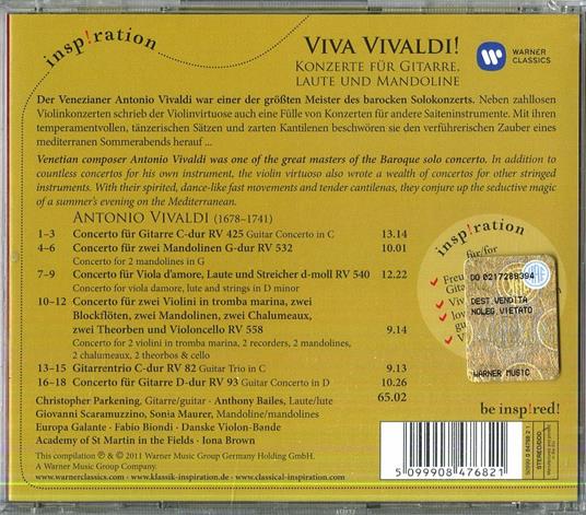 Viva Vivaldi! Concerti per chitarra, liuto e mandolino - CD Audio di Antonio Vivaldi,Fabio Biondi,Christopher Parkening - 2