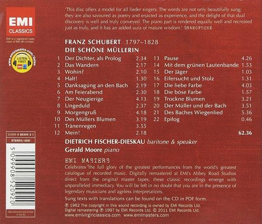 Die Schöne Müllerin - CD Audio di Franz Schubert,Gerald Moore,Dietrich Fischer-Dieskau - 2