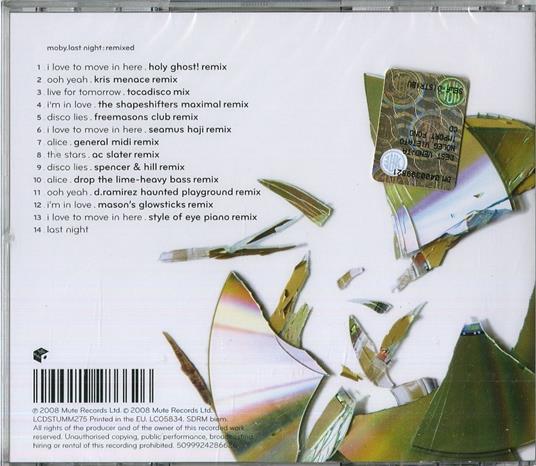 Moby. Last Night Remixed - CD Audio - 2