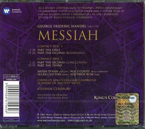 Il Messia - CD Audio di King's College Choir,Academy of Ancient Music,Georg Friedrich Händel,Stephen Cleobury - 2