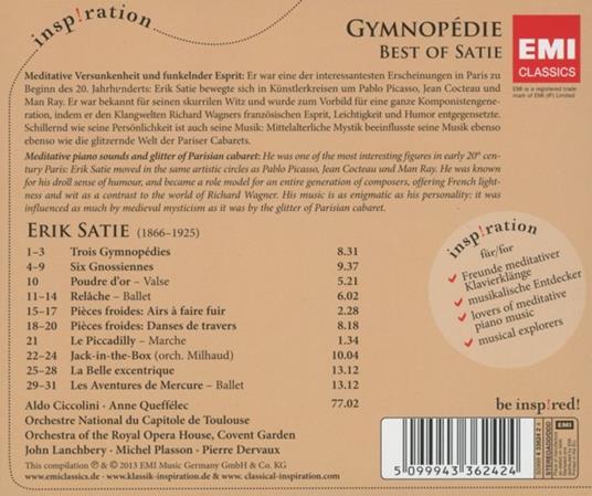 Gymnodpedie. Best of Satie - CD Audio di Erik Satie - 2