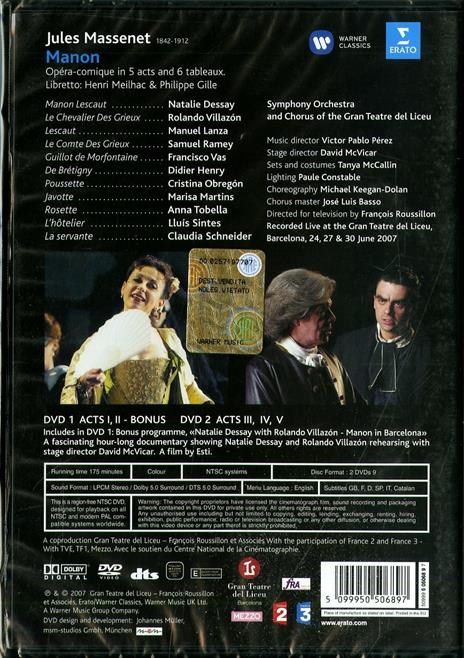Jules Massenet. Manon (2 DVD) - DVD di Jules Massenet,Natalie Dessay - 2