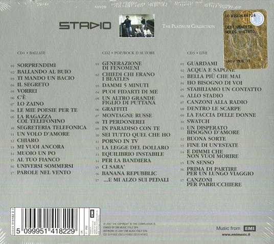 The Platinum Collection: Stadio - CD Audio di Stadio - 2
