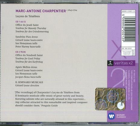 Leçons de Ténèbres (Serie Veritas) - CD Audio di Marc-Antoine Charpentier,Gérard Lesne,Seminario Musicale - 2