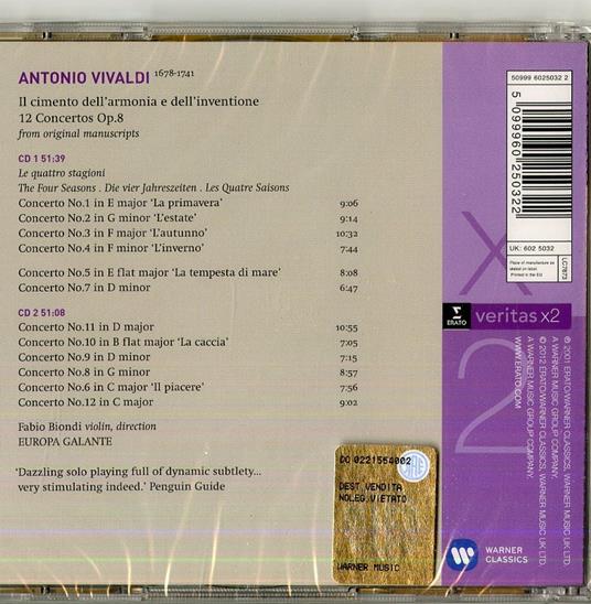 Il cimento dell'armonia e dell'invenzione - CD Audio di Antonio Vivaldi,Fabio Biondi,Europa Galante - 2