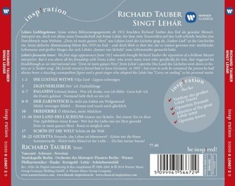 Inspiration Series. Richard Tauber canta Lehàr - CD Audio di Franz Lehar,Richard Tauber - 2