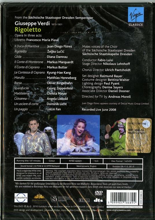 Giuseppe Verdi. Rigoletto (DVD) - DVD di Giuseppe Verdi,Juan Diego Florez,Diana Damrau - 2