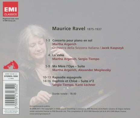 Concerto in Sol - Ma mère l'Oye - La Valse - Rapsodie espagnole - Daphnis et Chloé - CD Audio di Maurice Ravel,Martha Argerich,Orchestra della Svizzera Italiana - 2