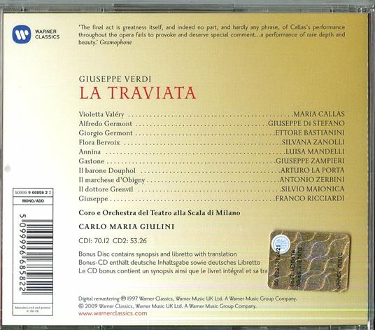La Traviata - CD Audio di Maria Callas,Giuseppe Di Stefano,Ettore Bastianini,Giuseppe Verdi,Carlo Maria Giulini - 2