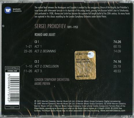 Romeo e Giulietta - CD Audio di Sergei Prokofiev,André Previn - 2