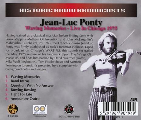 Waving Memories. Live in Chicago 1975 - CD Audio di Jean-Luc Ponty - 2