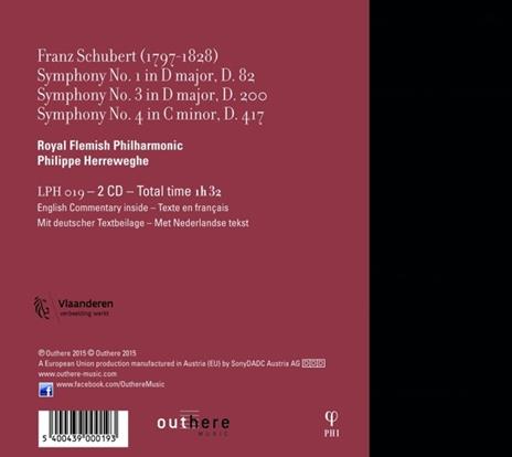 Sinfonie n.1, n.3, n.4 - CD Audio di Franz Schubert,Philippe Herreweghe,Royal Flemish Philharmonic Orchestra - 2