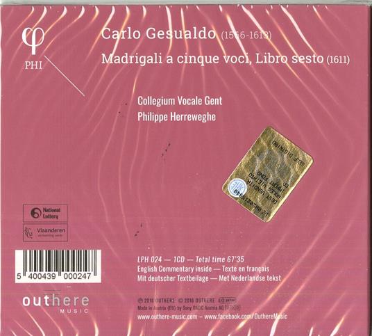 O dolce mio tesoro. Sesto libro di madrigali, 1611 - CD Audio di Carlo Gesualdo - 3
