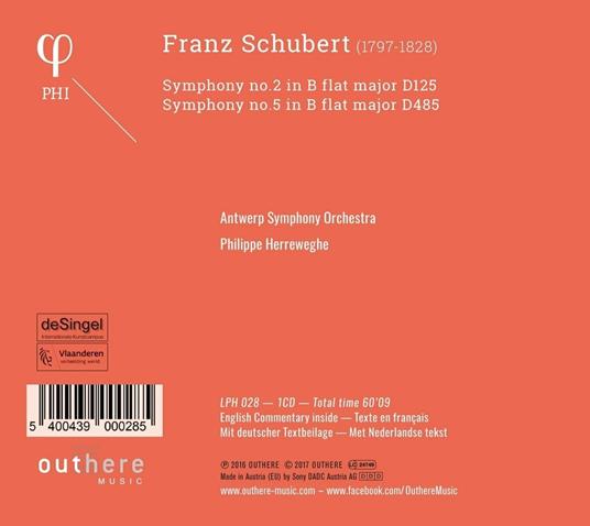Sinfonie n.2, n.5 - CD Audio di Franz Schubert,Philippe Herreweghe,Antwerp Symphony Orchestra - 2