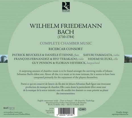 Musica da camera completa - CD Audio di Wilhelm Friedemann Bach,Ricercar Consort - 2