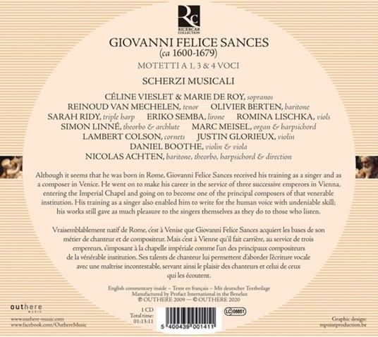 O Dulcis Amor Jesu. Mottetti a una, tre e quattro voci - CD Audio di Scherzi Musicali,Nicolas Achten,Giovanni Felice Sances - 2
