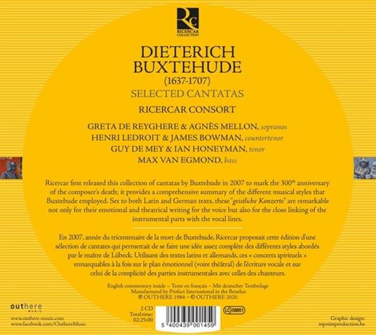Cantate - CD Audio di Dietrich Buxtehude,Ricercar Consort - 2