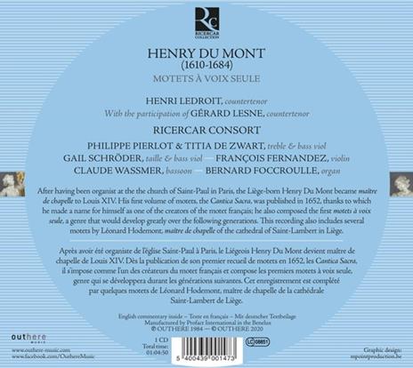 Mottetti a voce sola - CD Audio di Henry Du Mont,Ricercar Consort - 2