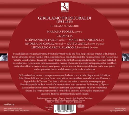 Il regno d'amore - CD Audio di Girolamo Frescobaldi,Clematis,Mariana Flores - 2