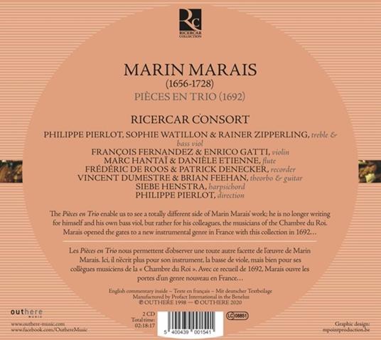 Trii per il coricarsi del re - CD Audio di Marin Marais,Ricercar Consort - 2