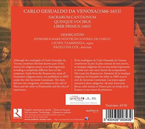 Sacrarum Cantionum - CD Audio di Carlo Gesualdo - 2