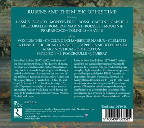 Rubens e la musica dei suoi tempi - CD Audio di Claudio Monteverdi,Orlando Di Lasso,Giovanni Pierluigi da Palestrina,Girolamo Frescobaldi,Giulio Caccini - 2