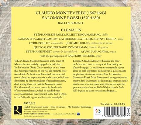 Balli & Sonate - CD Audio di Claudio Monteverdi,Salomone Rossi - 2