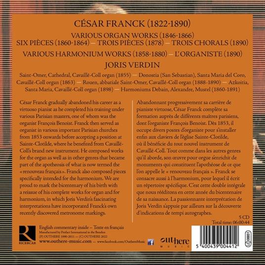 Complete Organ & Harmonium Works - CD Audio di César Franck,Joris Verdin - 2