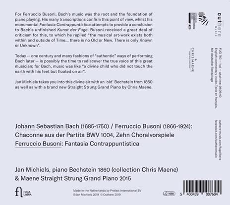 Ciaccona BWV 1004 / 10 corali - Fantasia contrappuntistica - CD Audio di Johann Sebastian Bach,Ferruccio Busoni,Jan Michiels - 2