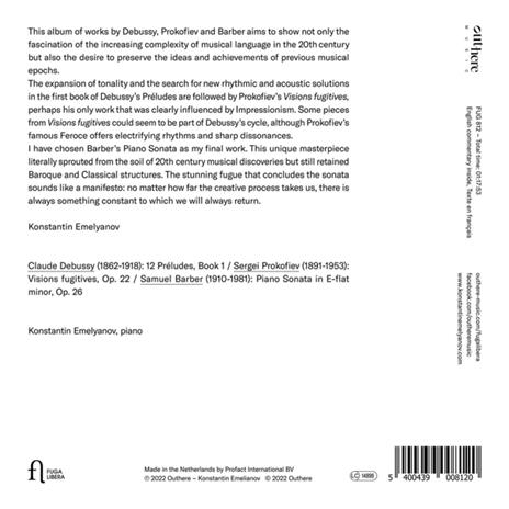 Musica per pianoforte - CD Audio di Claude Debussy,Sergei Prokofiev,Samuel Barber,Konstantin Emelyanov - 2