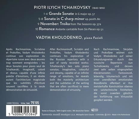 Piano sonatas op.37, op.80 - CD Audio di Pyotr Ilyich Tchaikovsky,Vadym Kholodenko - 2