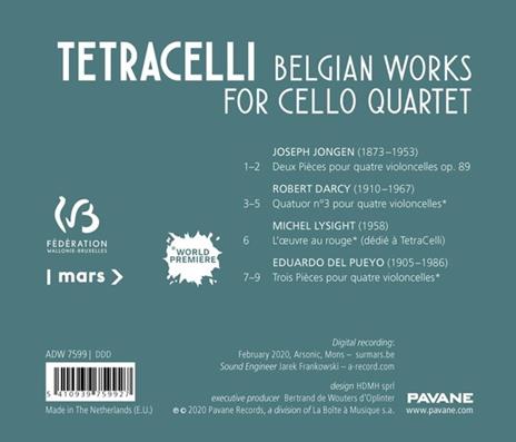 Belgian Works For Cello Quartet - CD Audio di Tetracelli - 2