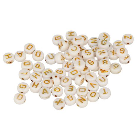 300 perline alfabetiche bianche