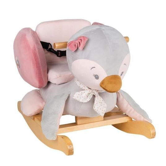 NATTOU Rocker Sasha pinguino - da 10 a 36 mesi - Peluche 100% poliestere, base e manici in legno - Grigio