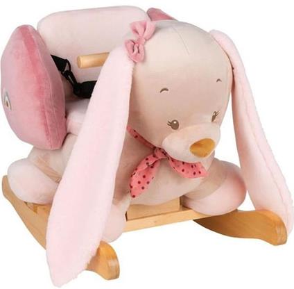 NATTOU Dondolo coniglio Pauline - da 10 a 36 mesi - peluche 100% poliestere, base e manici in legno - Rosa