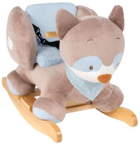 NATTOU Rocker Bob the Raccoon - Peluche 100% poliestere, base e manici in legno - Da 10 a 36 mesi