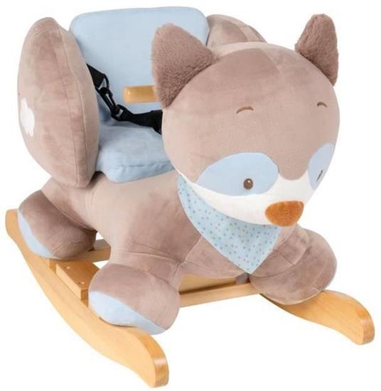 NATTOU Rocker Bob the Raccoon - Peluche 100% poliestere, base e manici in legno - Da 10 a 36 mesi