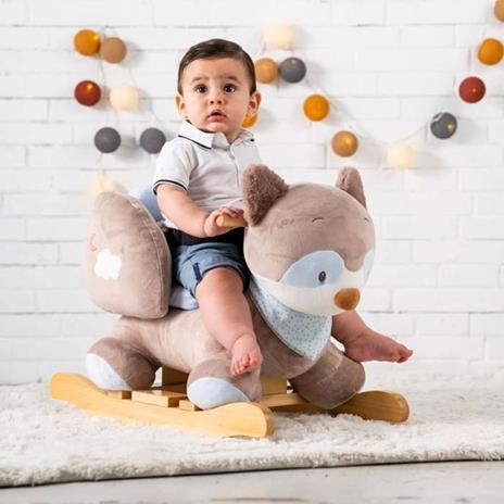 NATTOU Rocker Bob the Raccoon - Peluche 100% poliestere, base e manici in legno - Da 10 a 36 mesi - 2