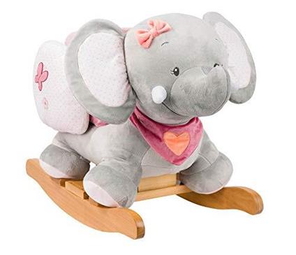 Nattou Adele And Valentine Fully Padded Seat Rocker Dondolo per Bambini L'Elefante, 10-36 Mesi, 62 x 32 x 52 cm, 424271