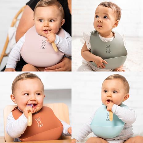 Nattou 877053 - Bavaglino con Tasca in Silicone, melanzana - 2