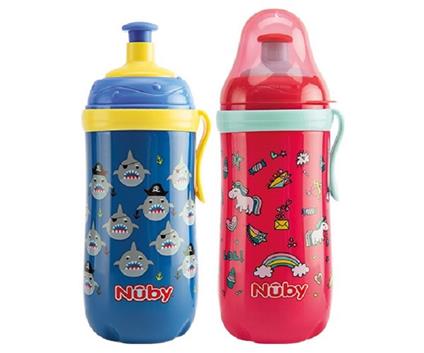 Nuby Borraccia Sipper Pop-Up con clip che si illumina al buio 360ml 18m+