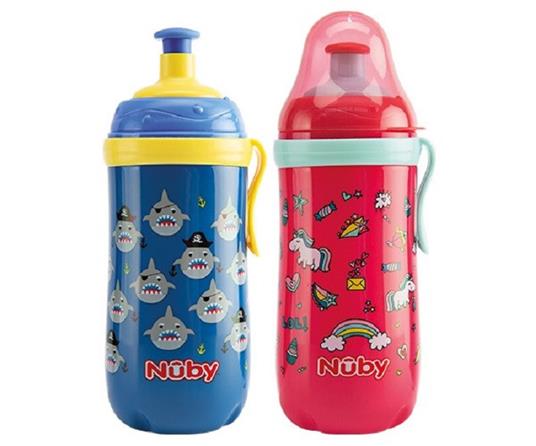 Nuby Borraccia Sipper Pop-Up con clip che si illumina al buio 360ml 18m+