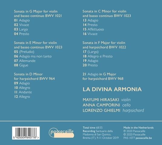 Sonatas For Violin And Basso Continuo - CD Audio di Johann Sebastian Bach - 2