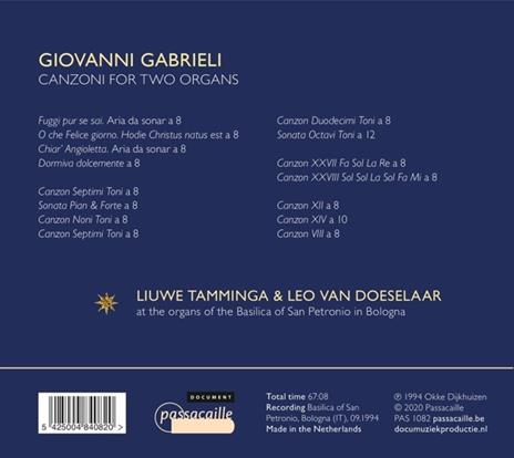 Gabrieli. Dialoghi Musicali - CD Audio di Liuwe - Leo Van Doeselaar Tamminga - 2
