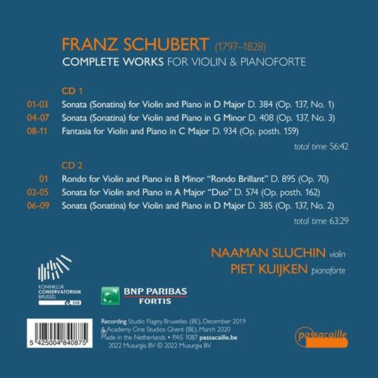 Complete Works For Violin & Piano - CD Audio di Franz Schubert,Piet Kuijken - 2